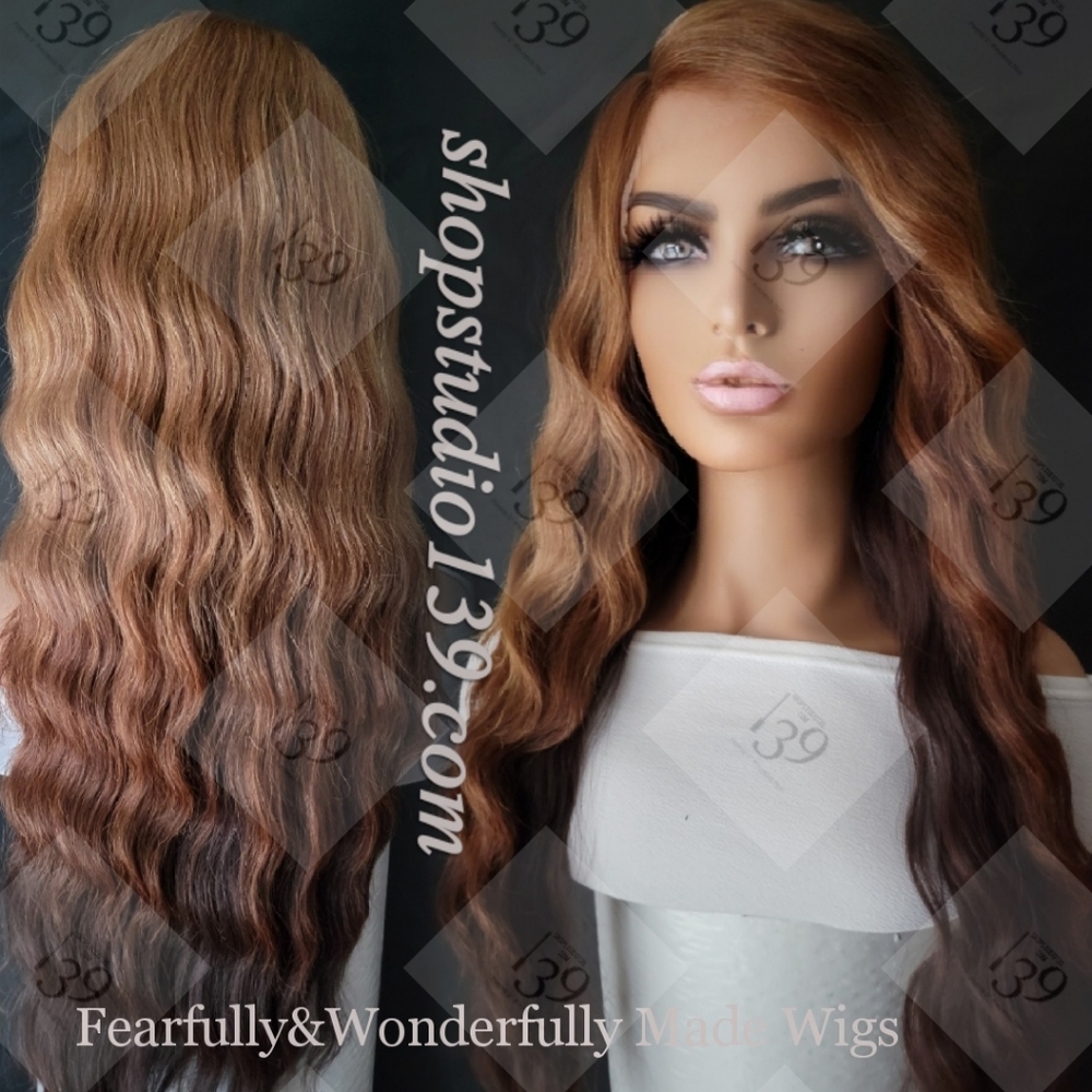 Sexy wavy 3 tonehuman hair  lace front wig
